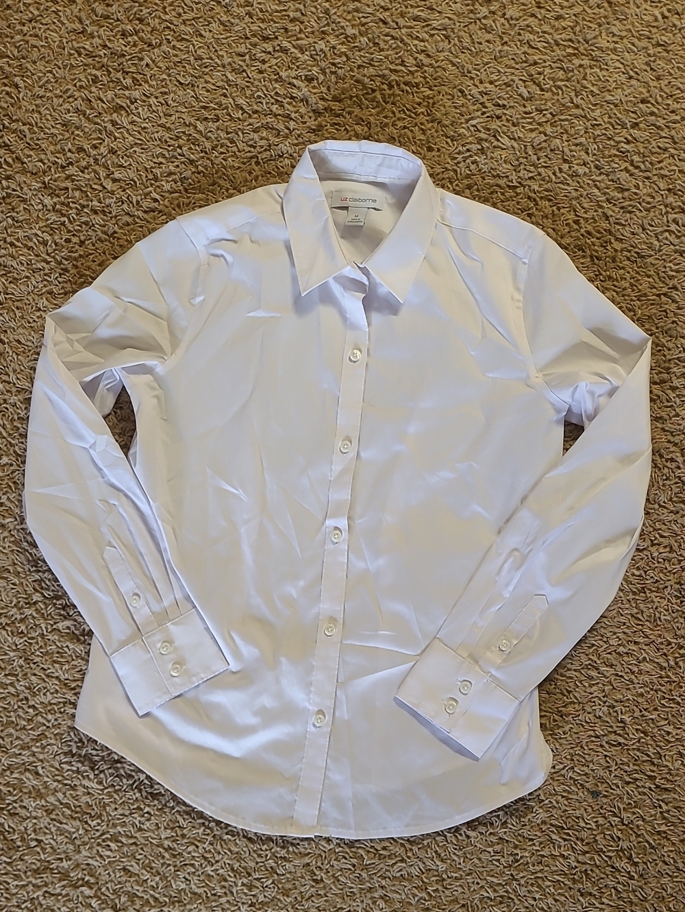 LIZ CLAIBORNE WOMENS White Wrinkle Free Blouse Shirt Long Sleeve Size Medium